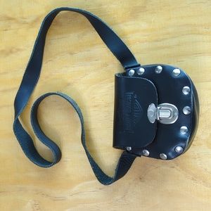 Harley Davidson black leather mini satchel.